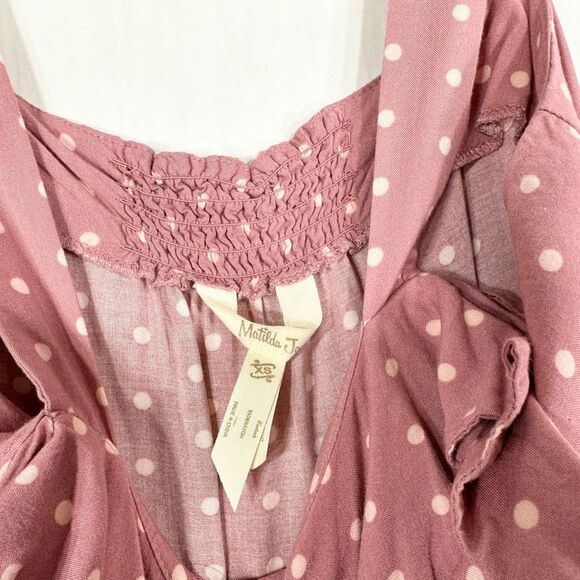 Matilda Jane XS Tank Top ruffled Polka Dot Pink Sleeveless Ryan Smocked 1607 - Picture 6 of 7